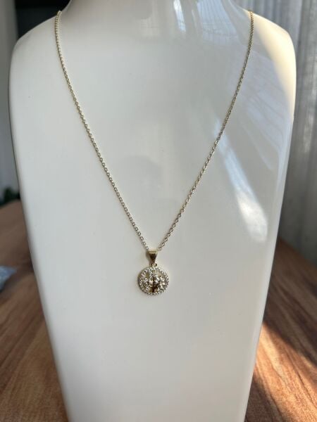 Taşlı Hayat Ağacı Altın Kaplama Kolye | VIP Özel Seri | CM Logolu - 45 Cm