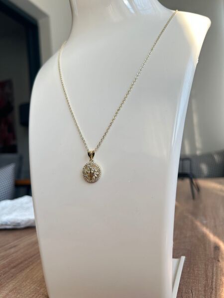 Taşlı Hayat Ağacı Altın Kaplama Kolye | VIP Özel Seri | CM Logolu - 45 Cm