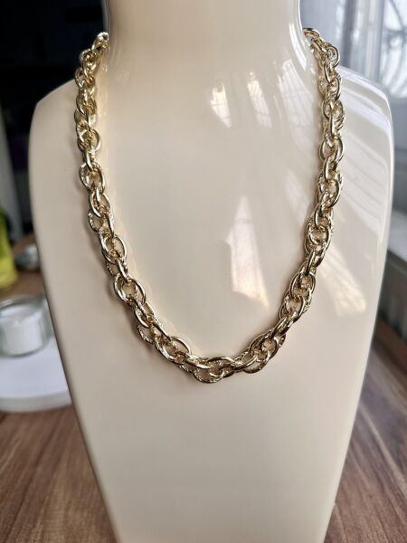 Geçmeli Kalın Halka Zincir Kolye | VIP Özel Seri | CM Logolu - 44 Cm