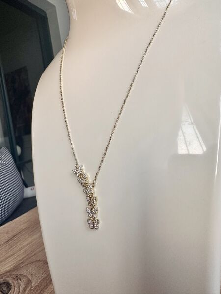 Sallantılı Taşlı Kelebek Çelik Kolye | 316L Paslanmaz Çelik | Suya Dayanıklı-40 Cm