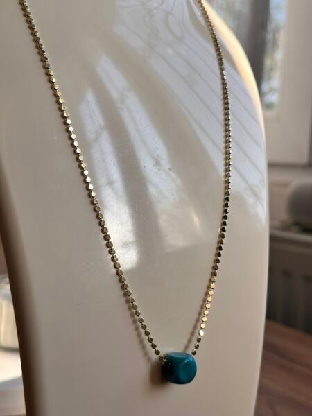 Turkuazlı Altın Kaplama Kolye | VIP Özel Seri - 50 Cm