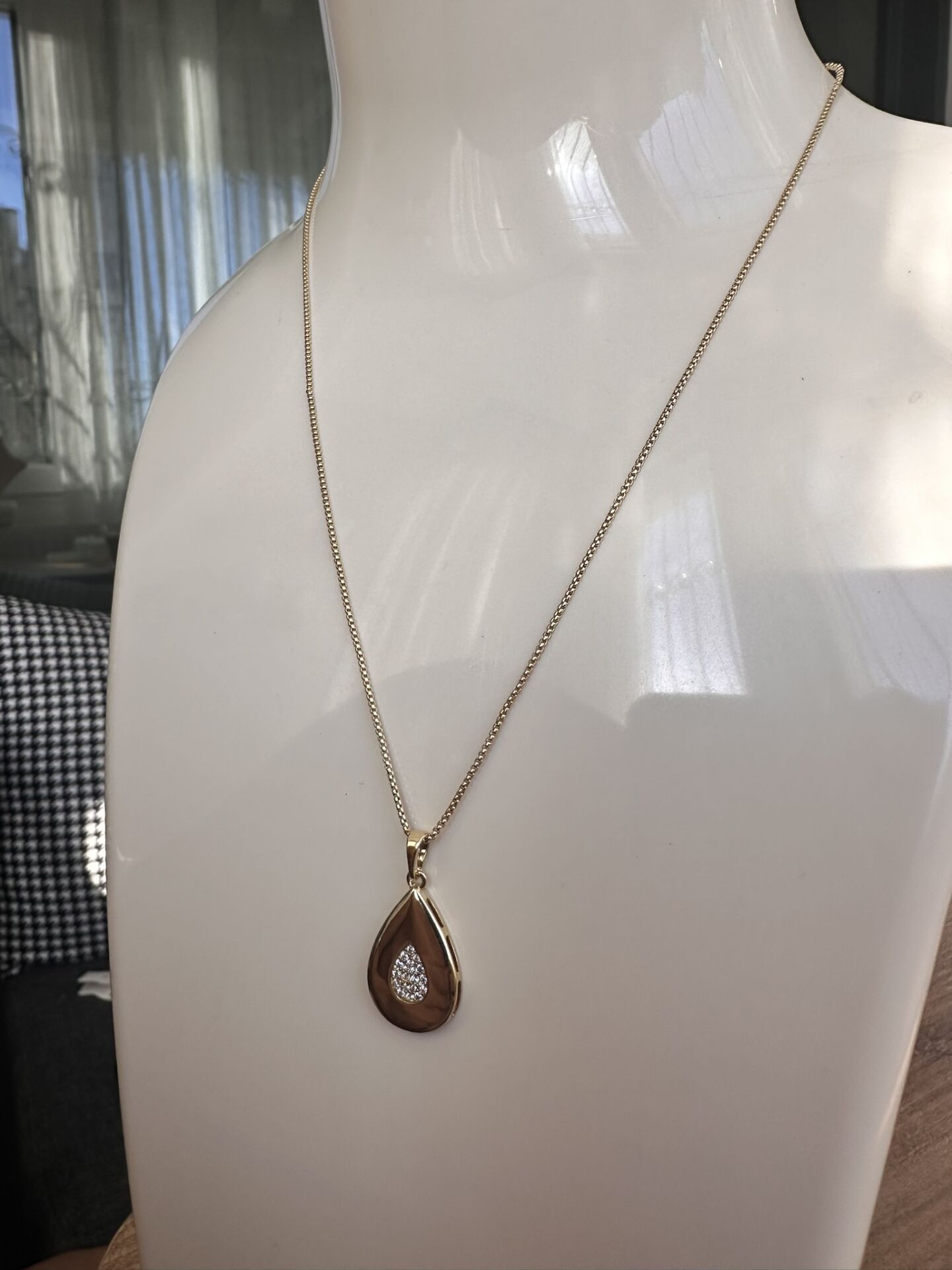 Damla Taşlı Altın Kaplama Kolye | VIP Özel Seri | Xuping Logolu - 40 Cm