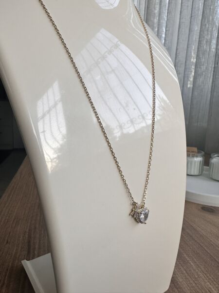 Fiyonk Detaylı Büyük Taşlı Kalp Altın Kaplama Kolye | VIP Özel Seri | Xuping Logolu - 46 Cm