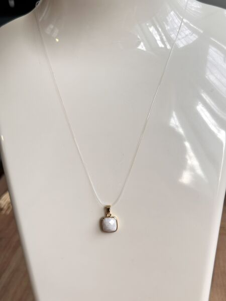 Hayalet Kolye - Ay Taşı Doğal Taş | VIP Özel Seri | Gold Renk - 40 Cm