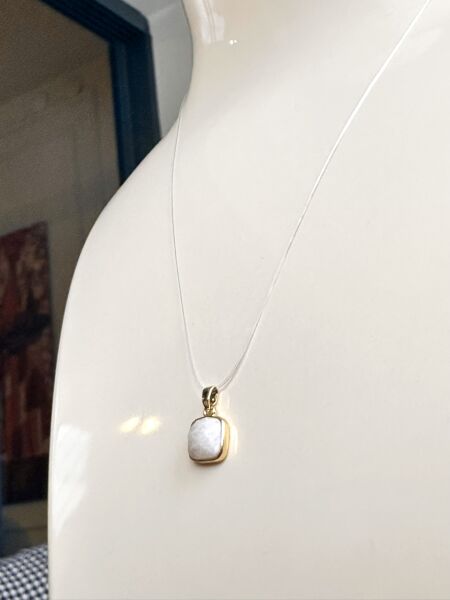 Hayalet Kolye - Ay Taşı Doğal Taş | VIP Özel Seri | Gold Renk - 40 Cm