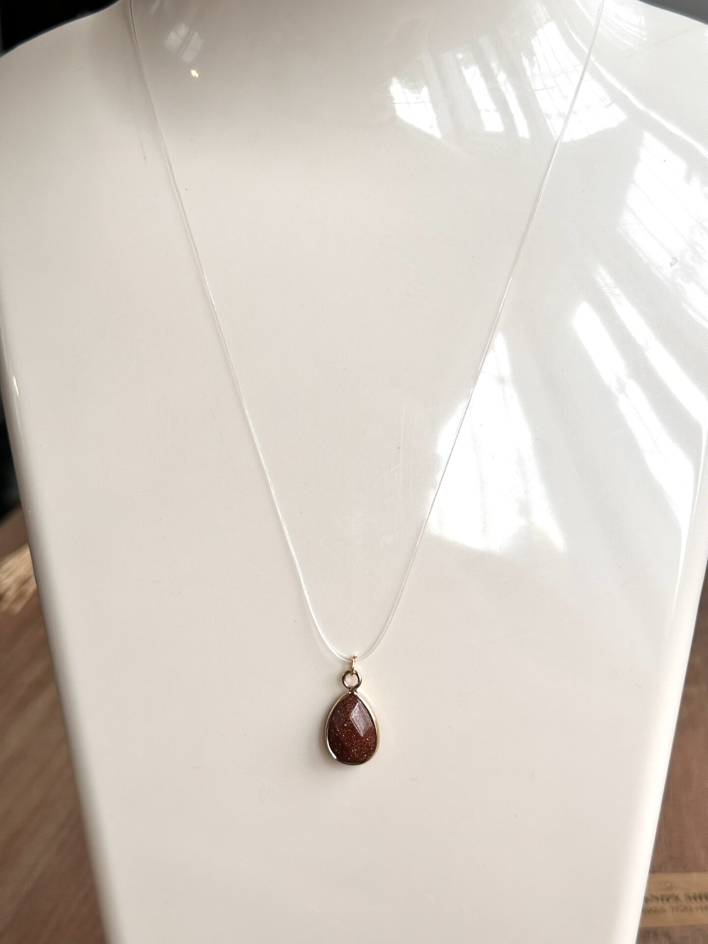 Hayalet Kolye - Kahverengi Damla Yıldız Taşı | VIP Özel Seri | Gold Renk - 40 Cm