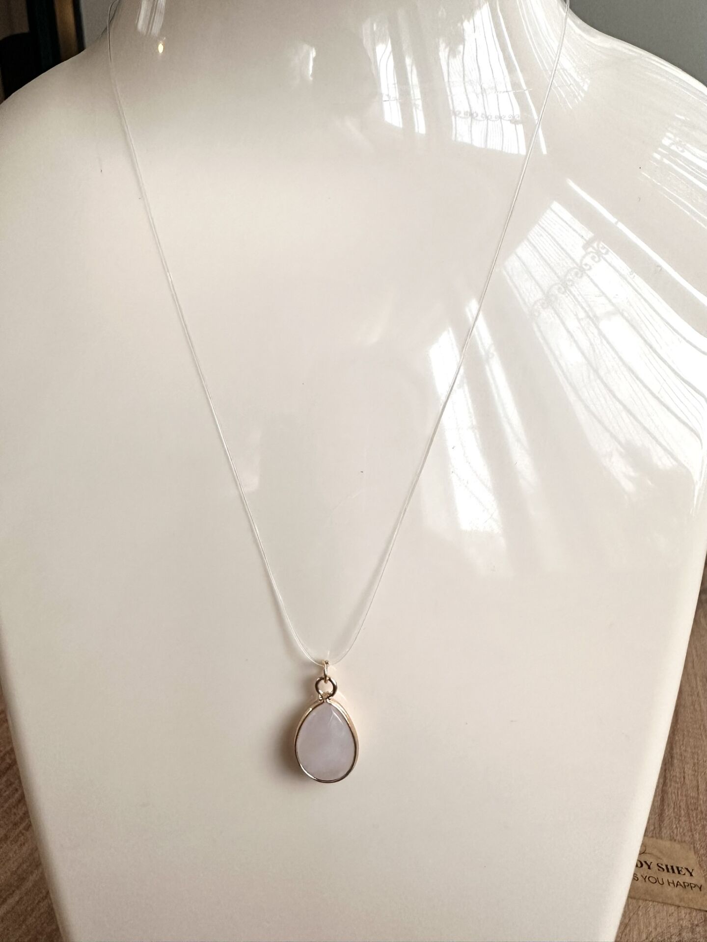 Hayalet Kolye - Damla Beyaz Kuvars Doğal Taş | VIP Özel Seri | Gold Renk - 40 Cm