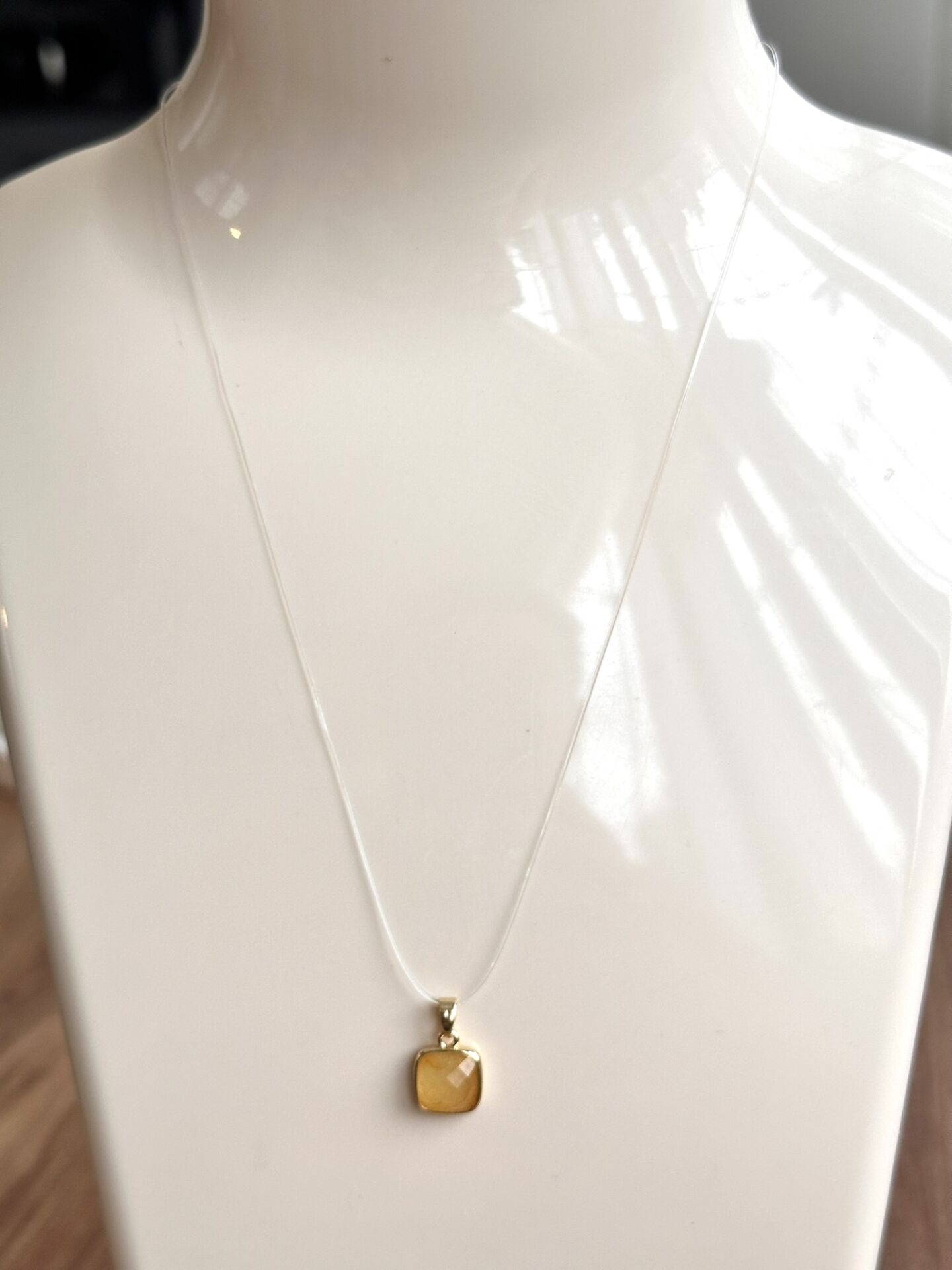 Hayalet Kolye - Sitrin Doğal Taş | VIP Özel Seri | Gold Renk - 40 Cm