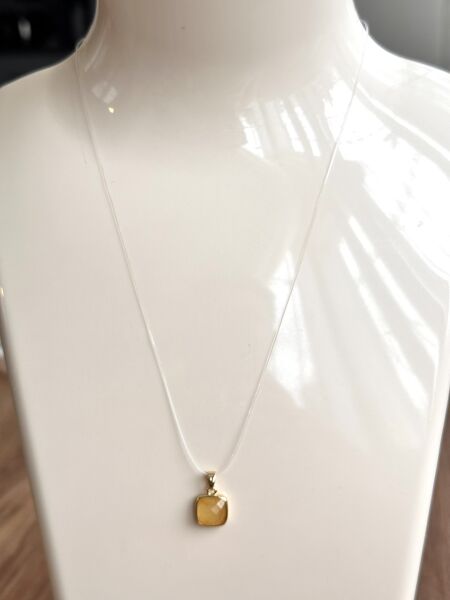Hayalet Kolye - Sitrin Doğal Taş | VIP Özel Seri | Gold Renk - 40 Cm