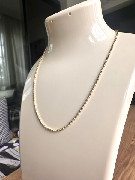 Mini Dorika Top Zincir Zarif Altın Kaplama Kolye | VIP Özel Seri | CM Logolu - 45 Cm