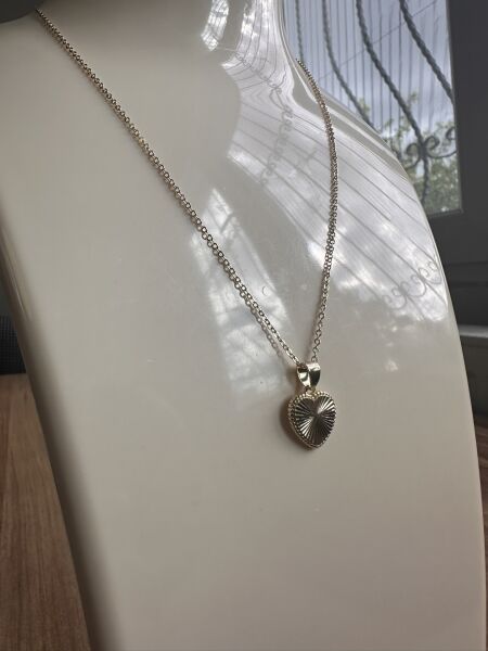 Işın Kesim Parlak Kalp Altın Kaplama Kolye | VIP Özel Seri | CM Logolu - 45 Cm