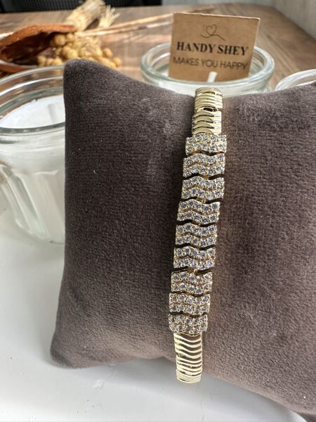 Dalga Taşlı Bileklik | VIP Premium | Xuping Logolu | Gold Renk