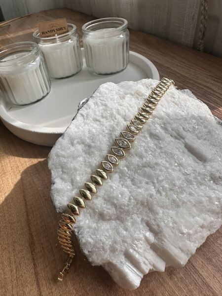 Markiz Kesim Taşlı Bileklik | VIP Premium | Xuping Logolu | Gold Renk