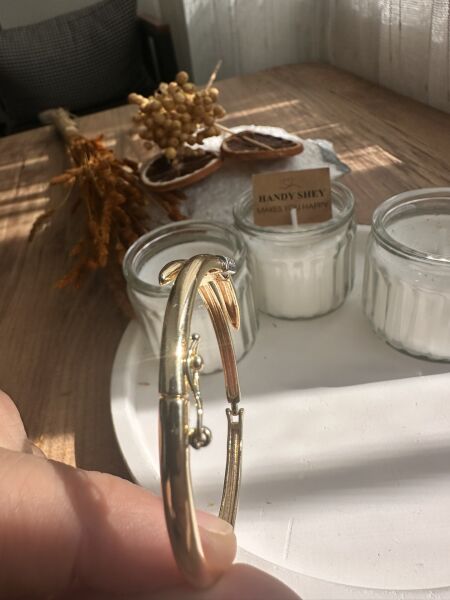 Zirkon Taşlı Çift Çivi Çelik Kelepçe | 316L Paslanmaz Çelik | Gold Renk